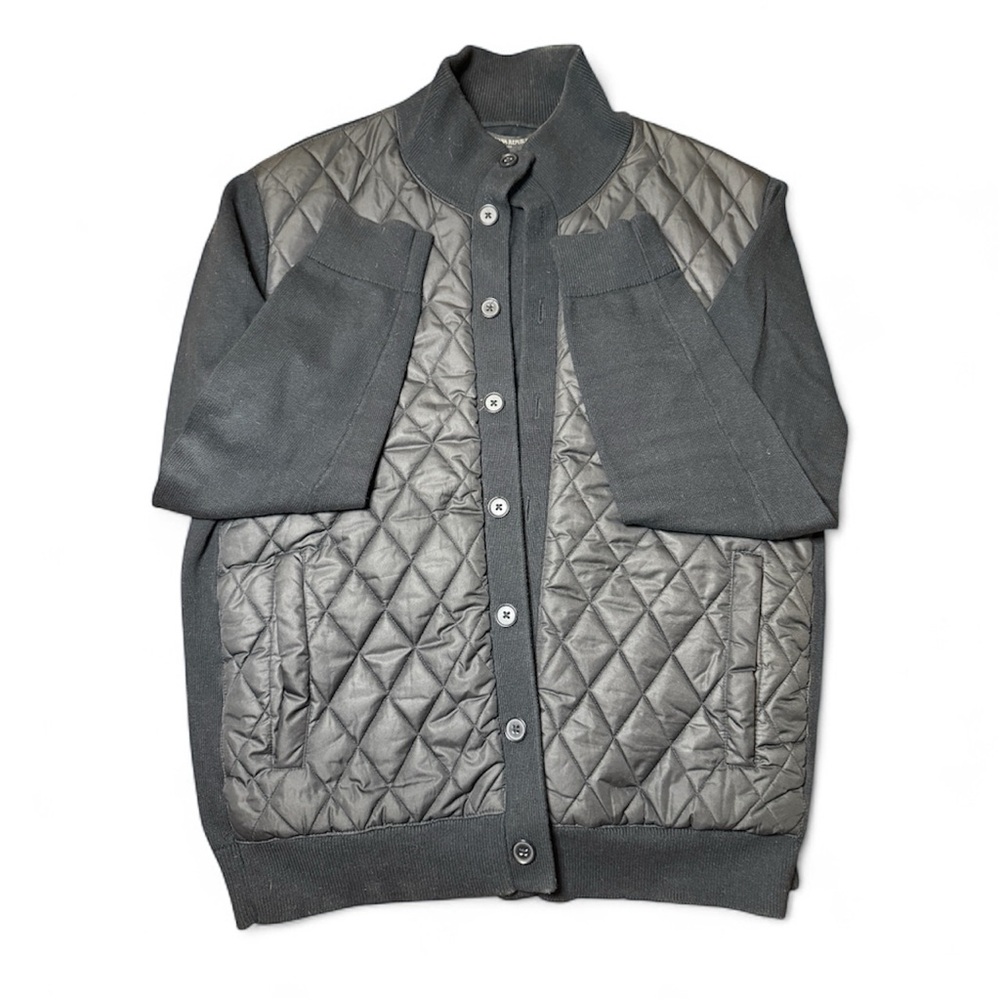 Banana Republic Quilted-Front Knit Jacket/Cardigan — Black, Size M